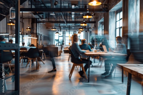 Contemporary Office Space with Blurred People