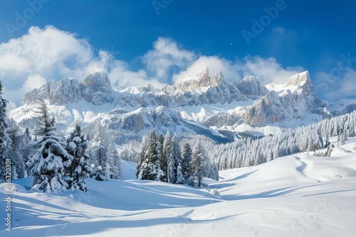 majestic snowcovered mountain landscape in the dolomites italy winter photo © Lucija