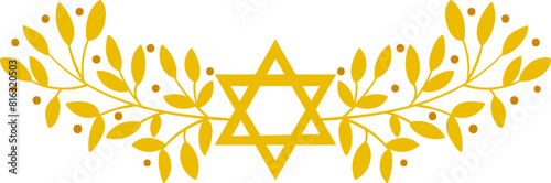 Isoalted jewish floral design with star of David symbol