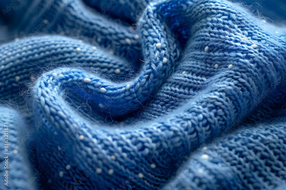Fototapeta premium A close up of a blue knitted blanket