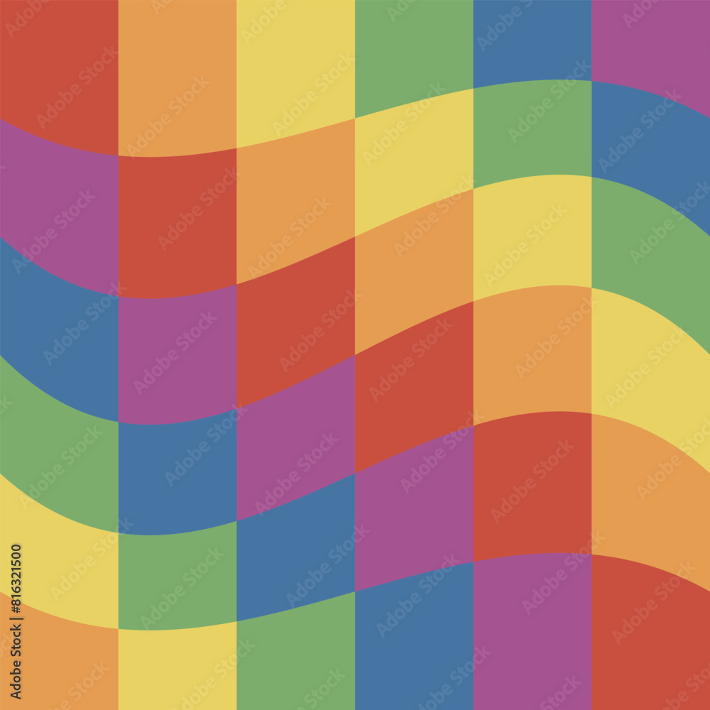 Vector seamless pattern of groovy lgbtq chessboard background