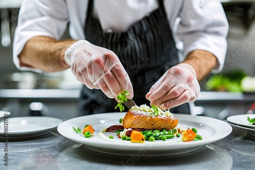 Professional Chef Plating Dish with Attention to Detail