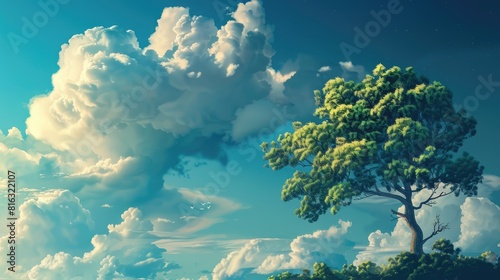 Sky with a tree and clouds © AkuAku