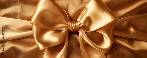 Shiny Gold Bow on a Gift Box