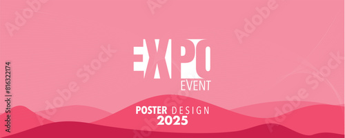 Abstract colorful expo poster design template with wavy lines for business promotions, technology and events. Vector. for Technology and upcoming events. For business, marketing and advertising.