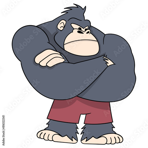big gorilla wearing shorts with big and strong muscles