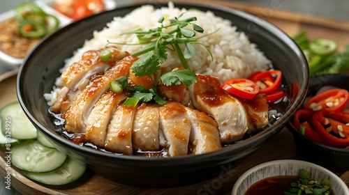 Chicken rice street food in Singapore, fresh foods in minimal style