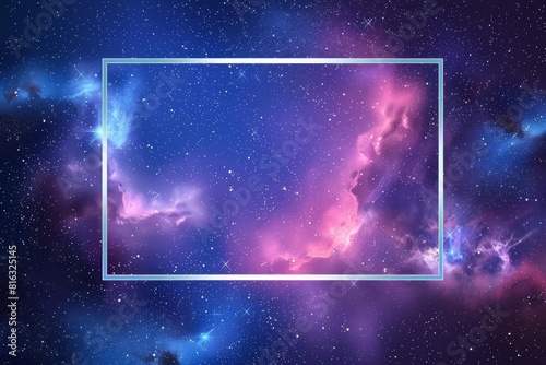 starry universe background with empty white frame copy space vector illustration