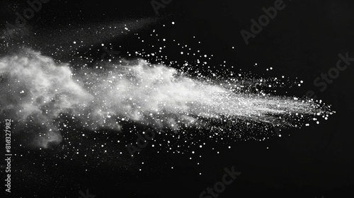Explosion of white powder on black background