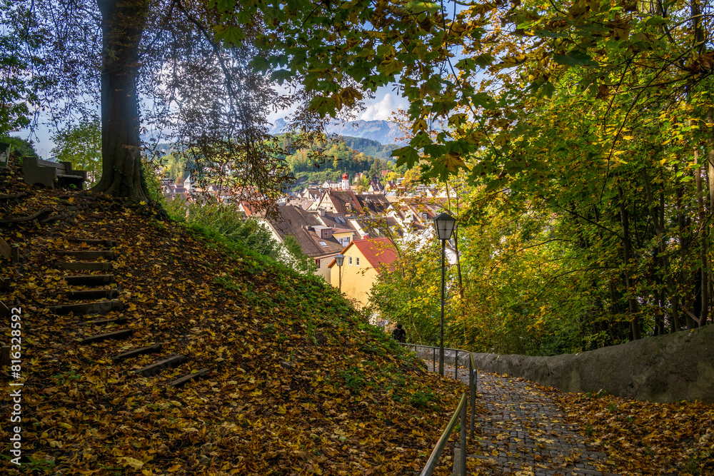 Naklejka premium The city of Feldkirch with Swiss Mountains in the background, State of Vorarlberg, Austria.