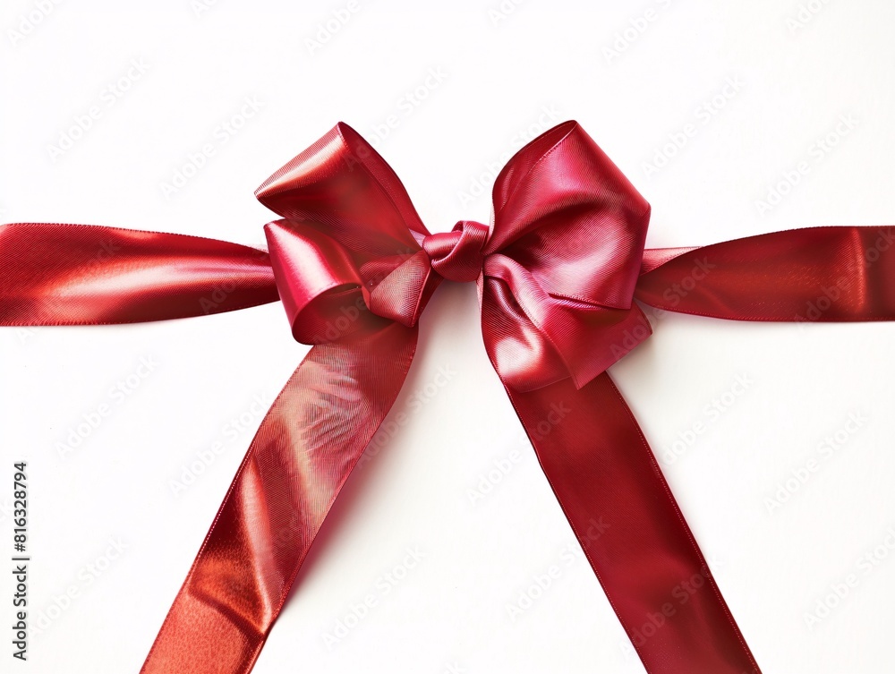 Elegant Red Silk Bow on Ribbon Elegant Red Silk Bow on Ribbon
