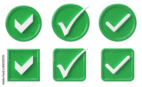 Free Download set of check mark icon 3d render - GFXLoad