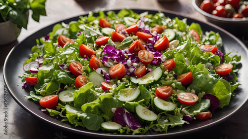 A plate of healthy the organic fresh salad for diet meal lunch