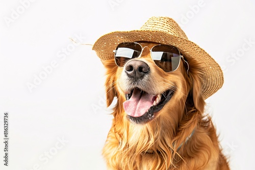 Golden Retriever in Sunglasses with Hat and Sunglasses Accessory © graphic