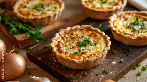 Individual petite quiche with onions