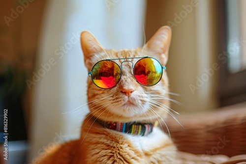 A Whimsical Tabby Cat in Retro Sunglasses