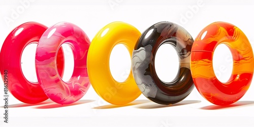 Vibrant Glass Rings in a Row