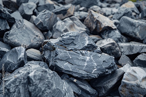Rough Texture of Pile of Black Rocks