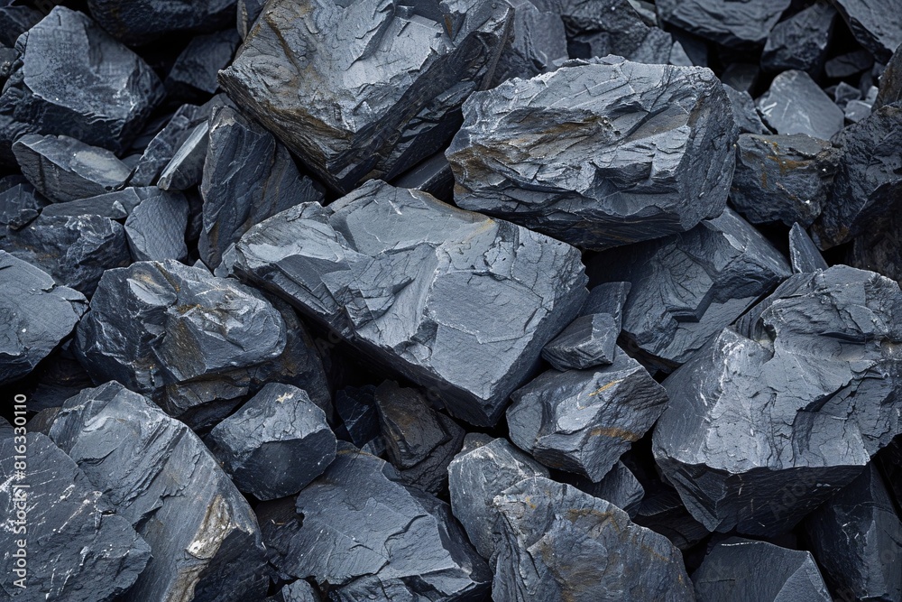 A Pile of Dark Coal Rocks