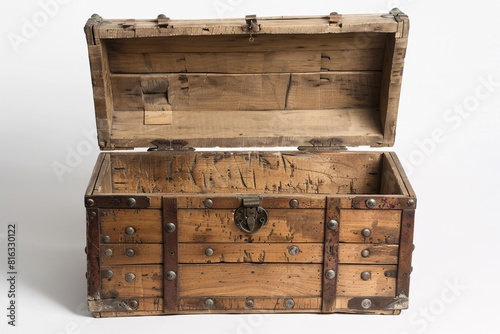 Vintage Wooden Trunk with Metal Latches