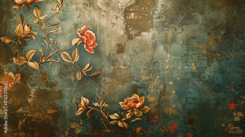 Dull walls with faded floral paintings