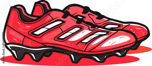 Red Soccer Cleats with Black and White Stripes