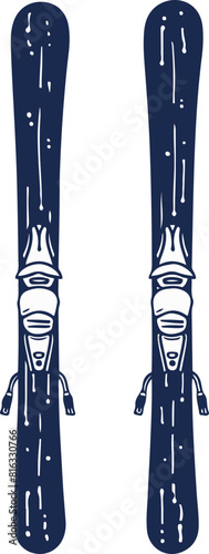 Ski Illustration with Bindings