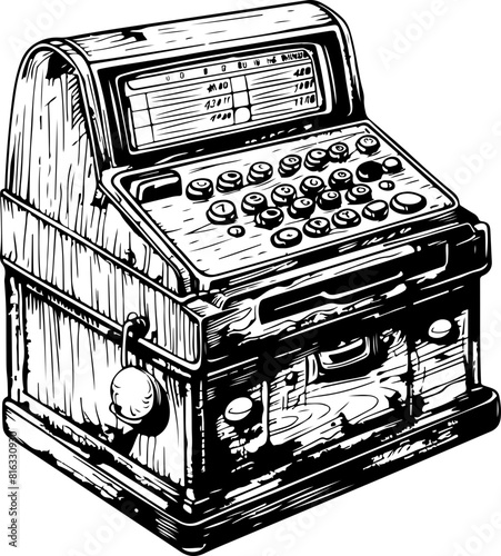 Vintage Cash Register with Detailed Engravings