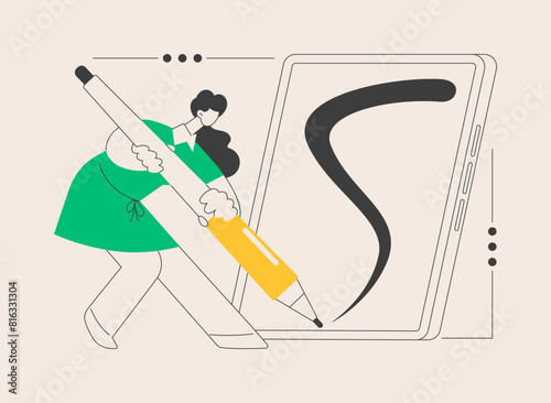 Digital pen abstract concept vector illustration.