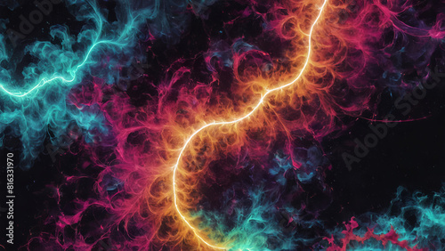 Concept Colorful fractal electric light beam on space backdrop
