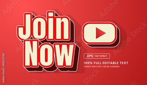 Join now text effect, editable text style