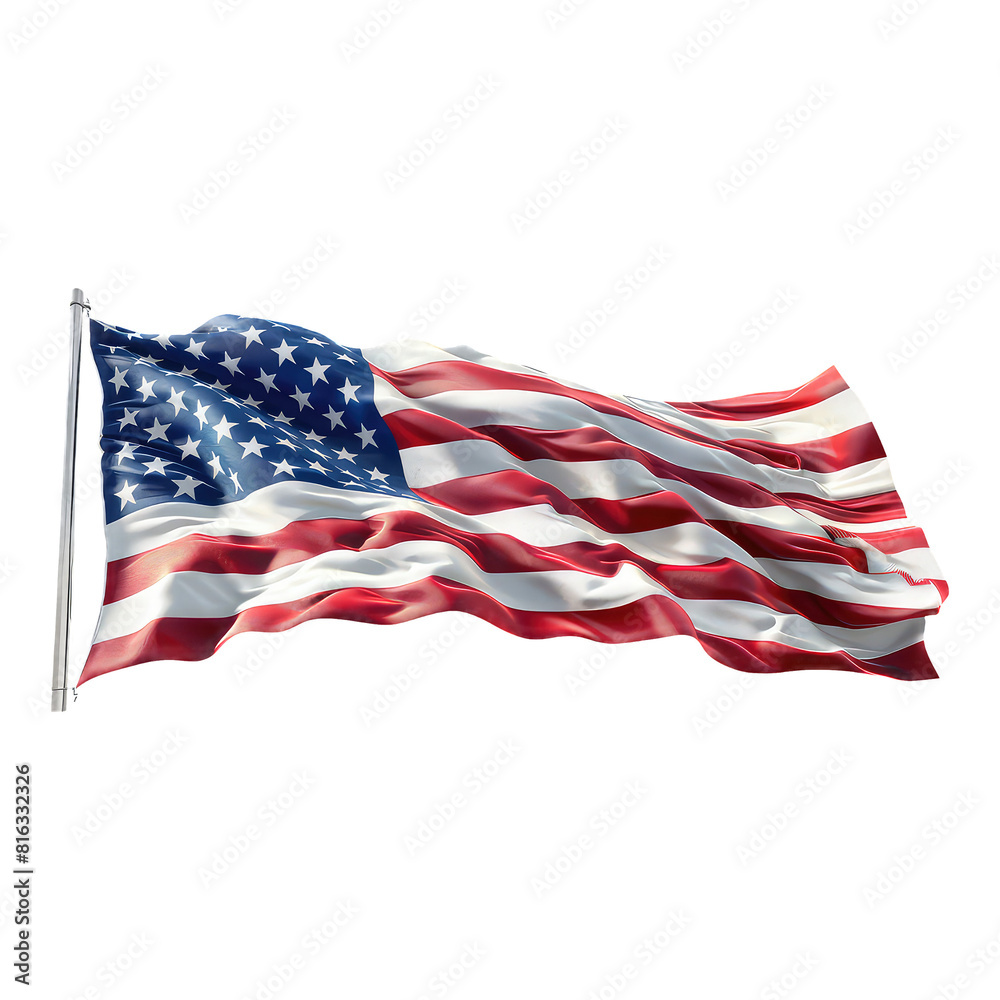 Fototapeta premium American flag waving on transparent background