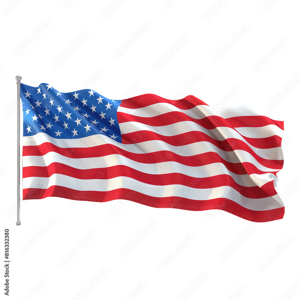 Fototapeta premium American flag waving on transparent background