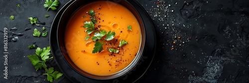 Fresh presentation of Tortilla soup, food studio photography