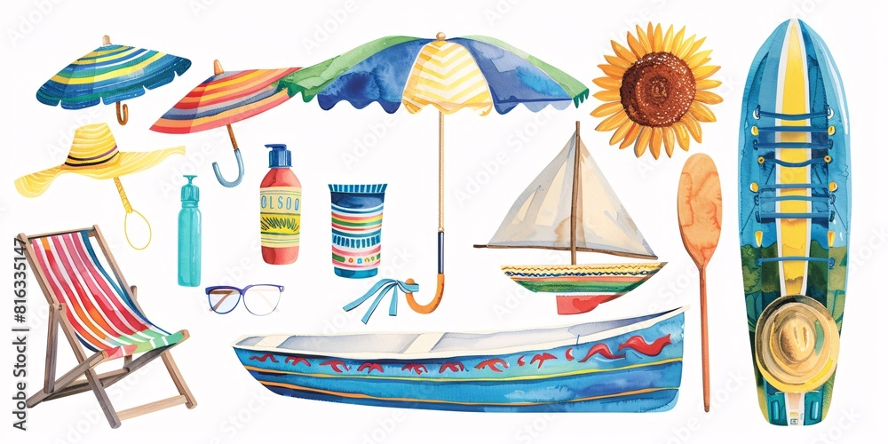 Fototapeta premium Summer Vacation Gear and Accessories