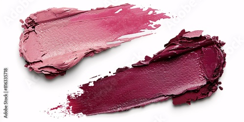 Swatched Lipsticks: Purple and Maroon Hues on a White Background