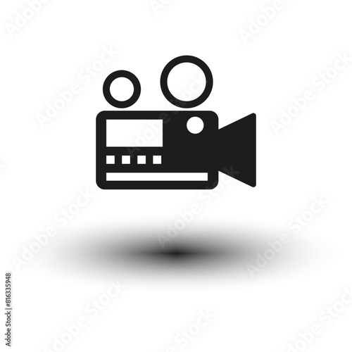 Vintage film camera icon. Vector cinematography symbol.