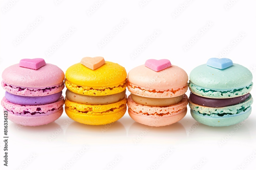 Colorful Macarons with Heart Toppings Colorful Macarons with Heart Toppings