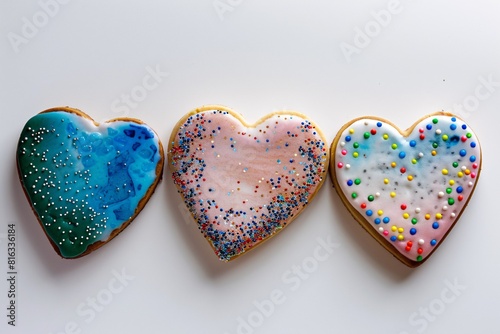 Delightful Cookie Decorations: Three Hearts, Each Unique