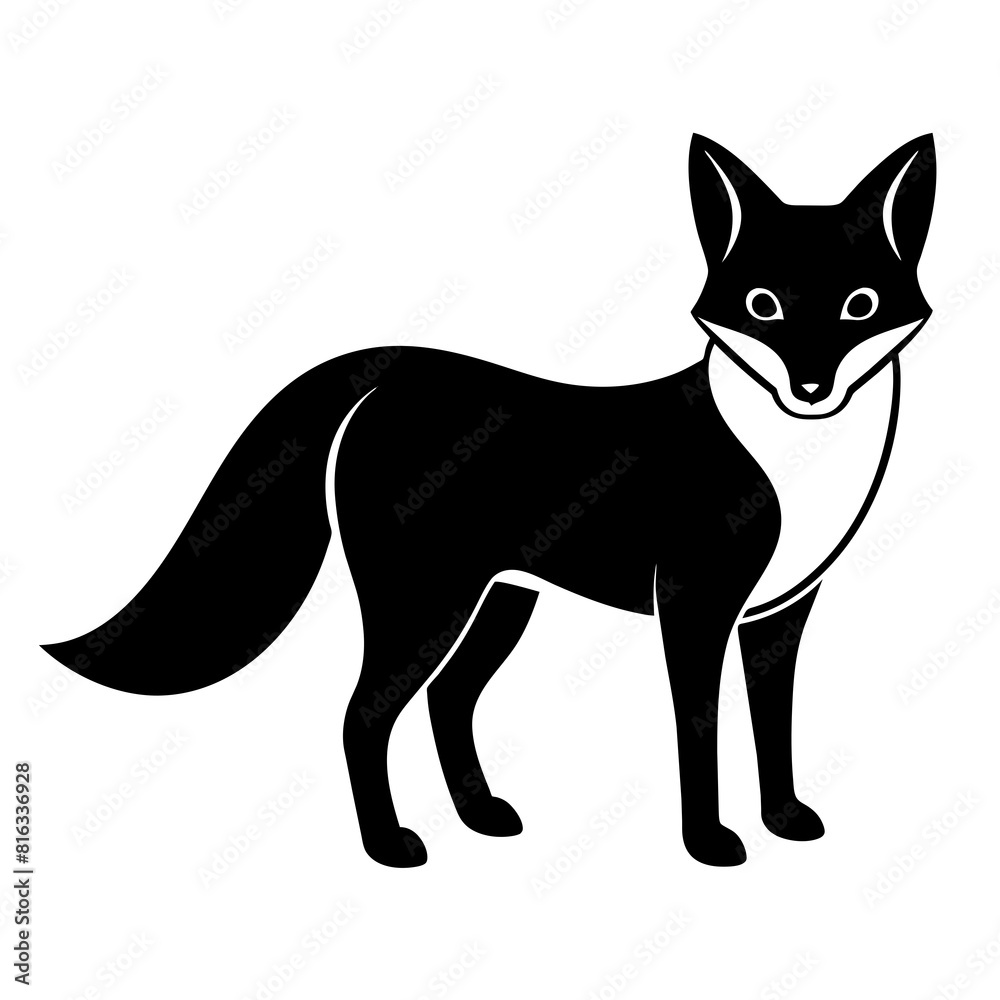 Fototapeta premium vector illustration of a black and white fox