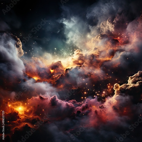 A cosmic abstract background with nebulae  stars  and galaxies