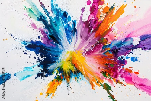 Colorful Splatter Art on White Background