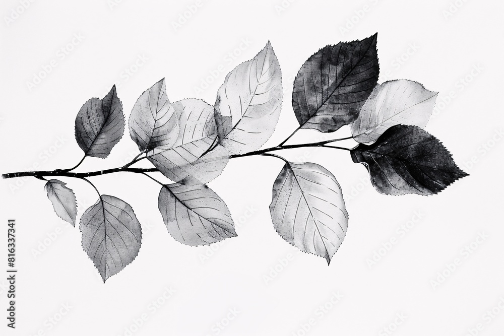 Monochrome Autumn Leaves Print