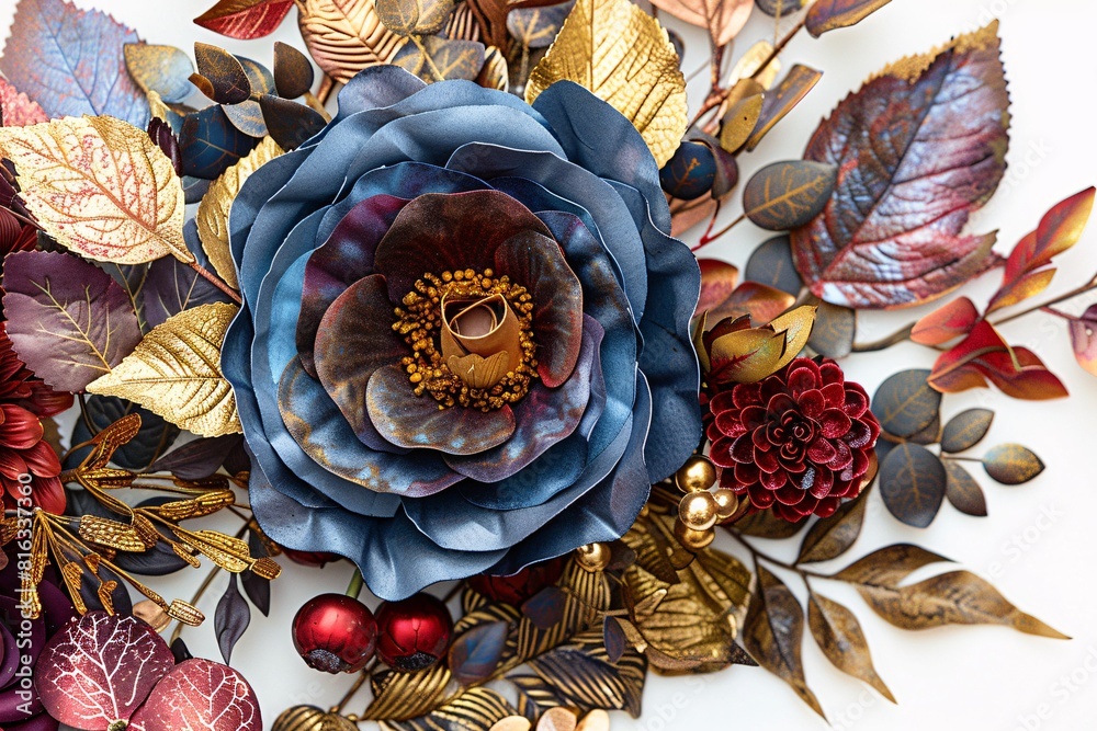 Autumn Floral Arrangement with Gold Accents