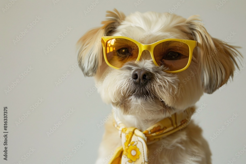 Cute Canine in Sunglasses and Bowtie