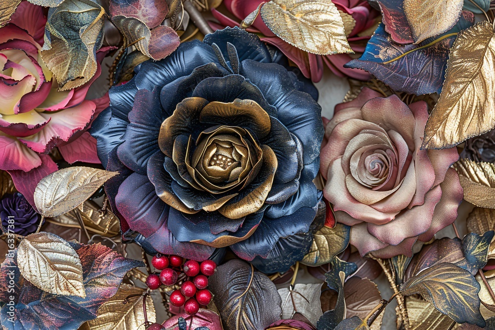 Vibrant Floral Arrangement with Gold Accents