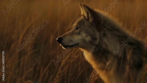 The haunting cries of a lone wolf pierce the stillness of the night a reminder of the wild and untamed nature of the prairie. 2d flat cartoon.