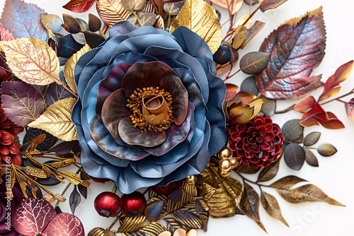 Obraz na płótnie Autumn Floral Arrangement with Gold Accents w salonie