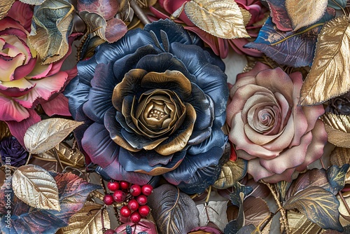 Obraz na płótnie Vibrant Floral Arrangement with Gold Accents w salonie