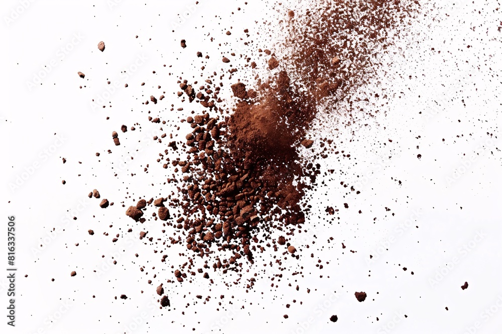 Cocoa Powder Spill on a White Background